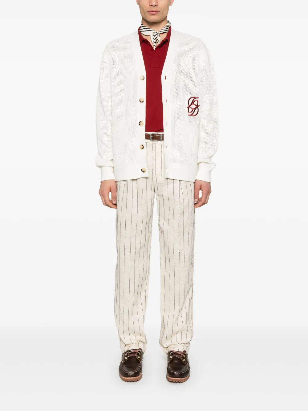 Drôle De Monsieur Le Cardigan Monogramme jack - Wit