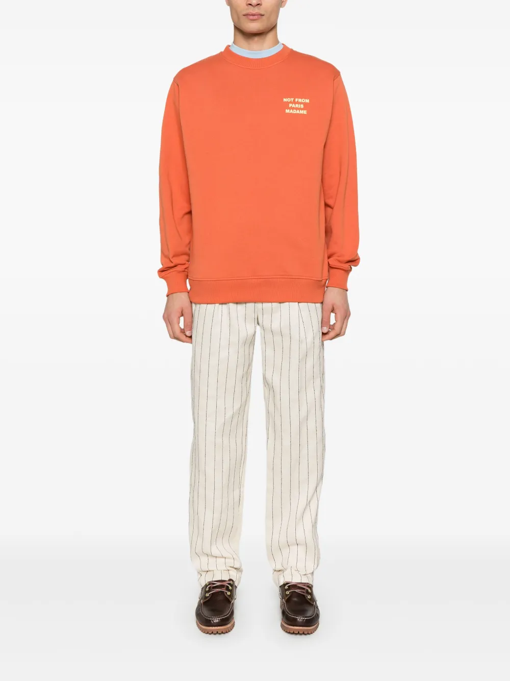 Drôle De Monsieur Sweater met tekst - Oranje