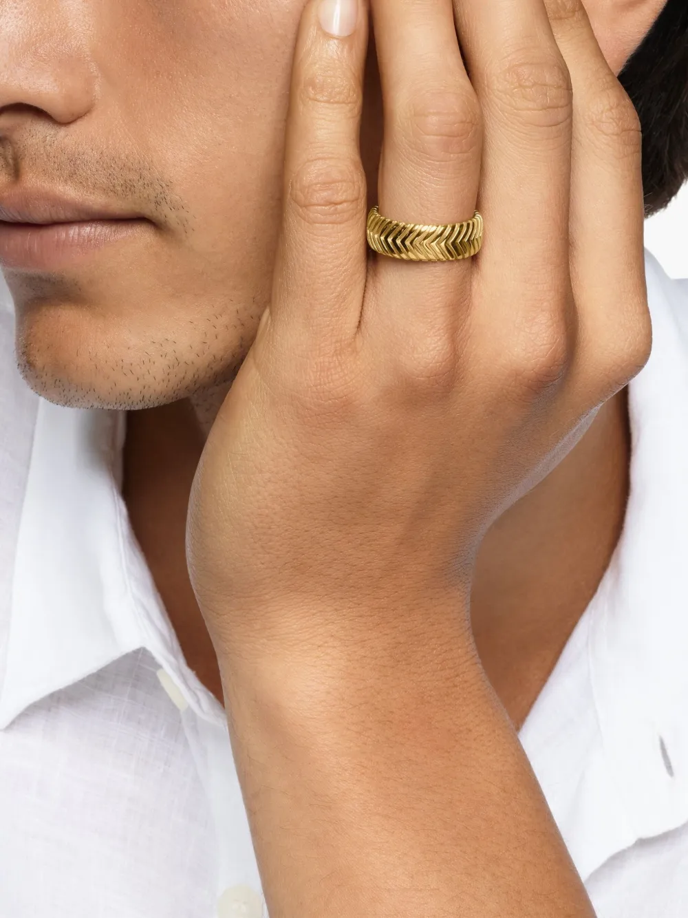 David Yurman 18kt yellow gold chevron ring - Goud