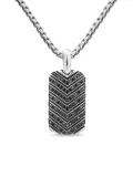 David Yurman sterling silver chevron-tag diamond pendant