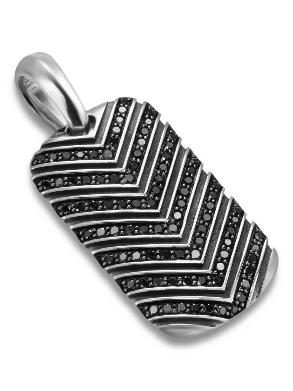 David Yurman Sterling Silver Chevron-tag Diamond Pendant In Silver