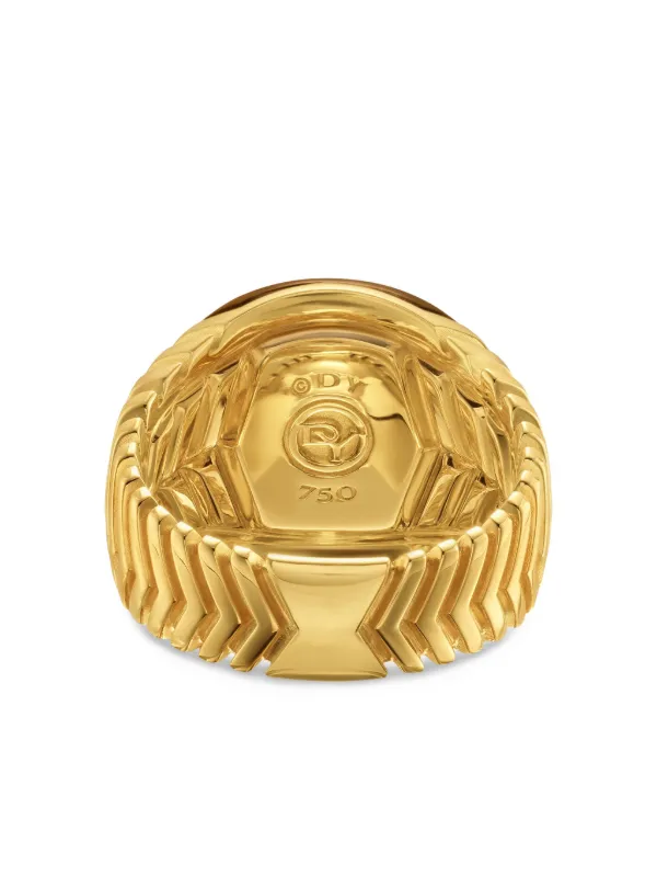 David Yurman シェブロン タイガーアイ シグネットリング 18Kイエロー