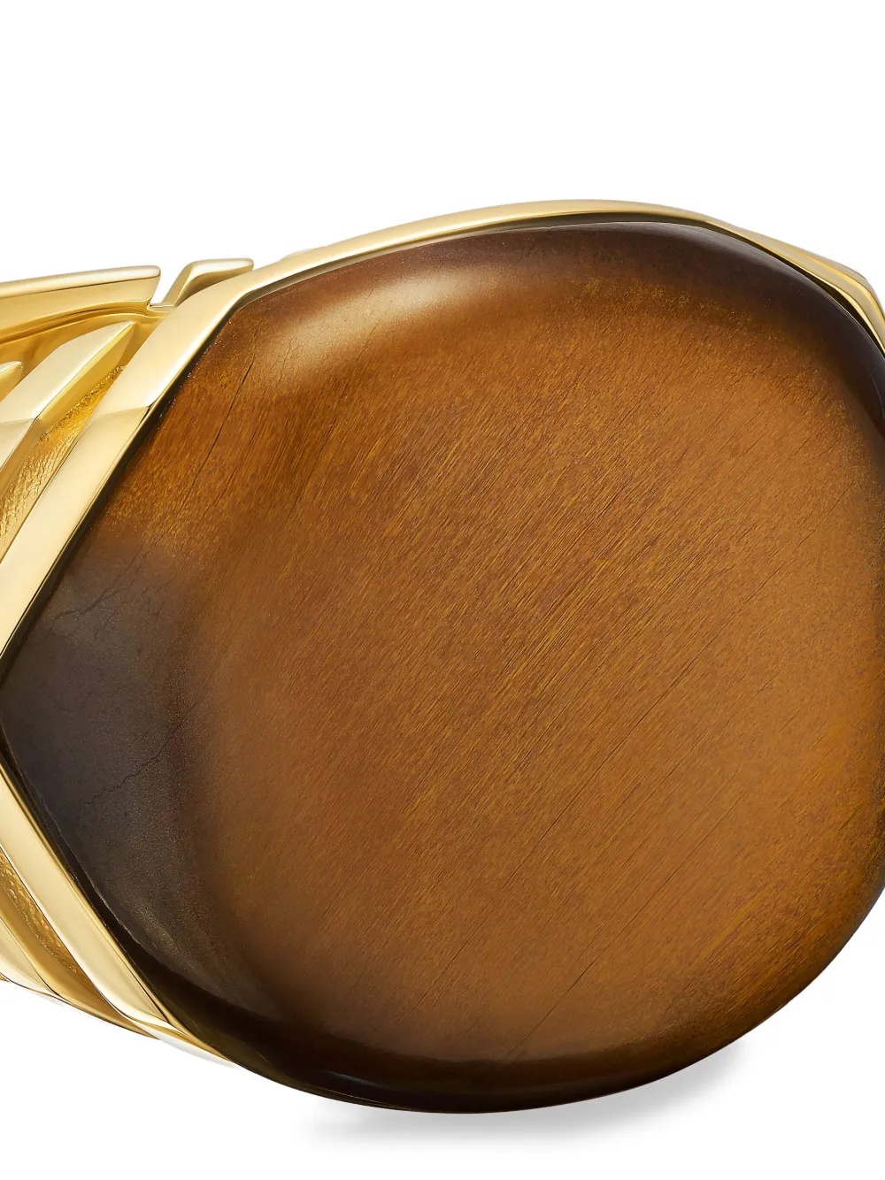 David Yurman 18kt Yellow Gold Chevron Tiger-eye Signet Ring In Gold