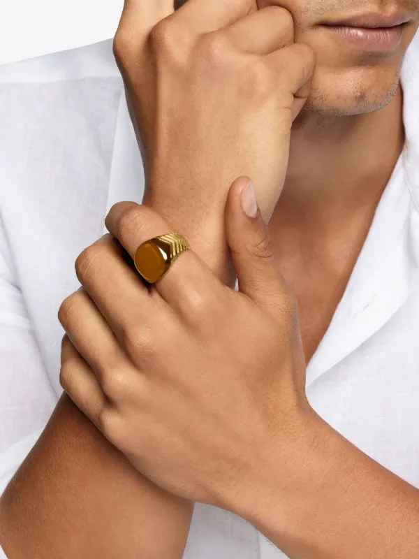 David Yurman シェブロン タイガーアイ シグネットリング 18Kイエロー