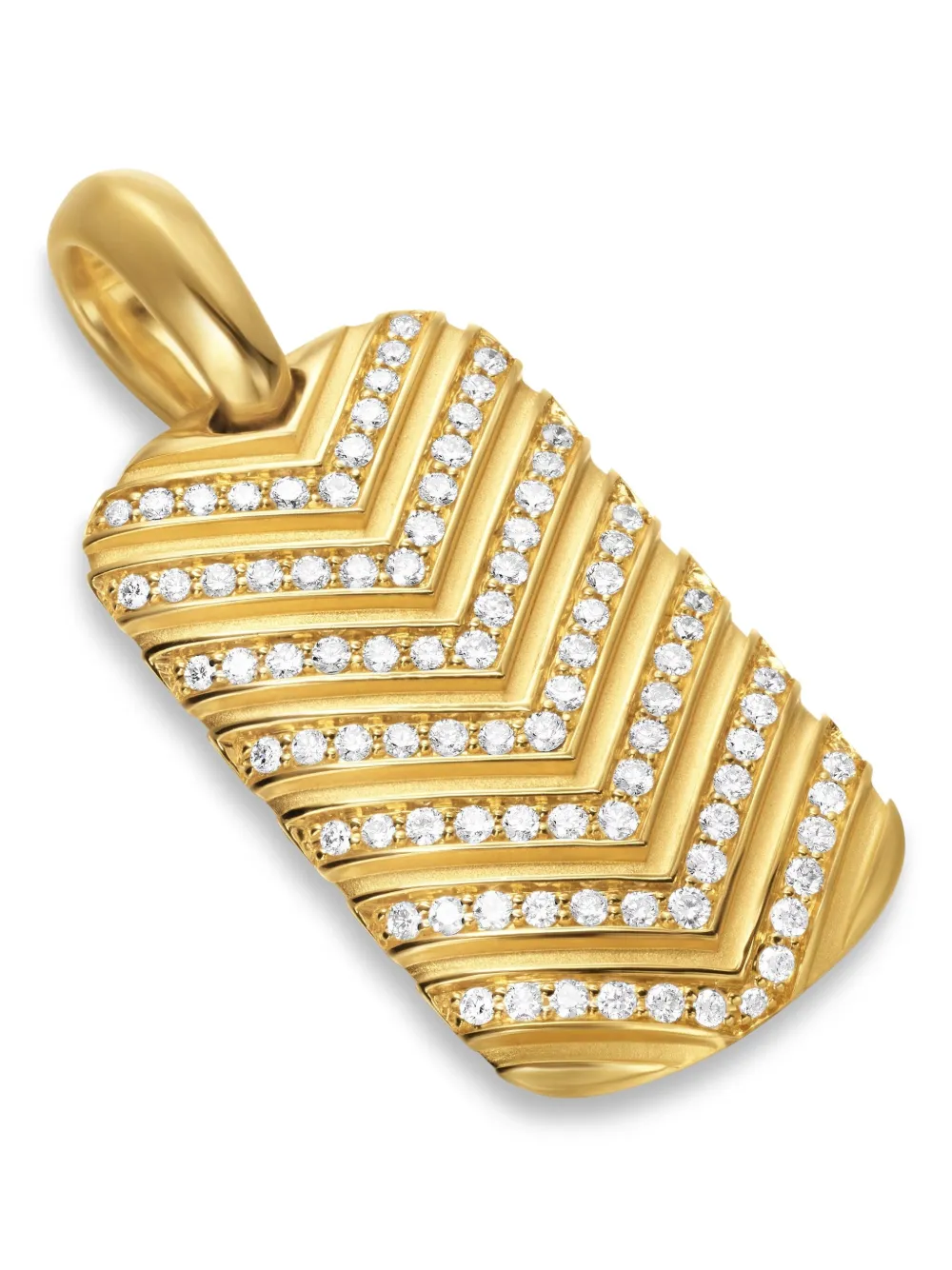David Yurman 18kt Yellow Gold Chevron-tag Diamond Pendant In Gold