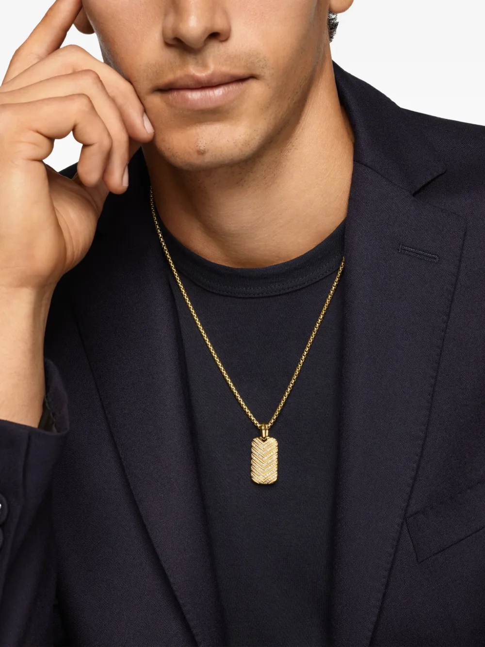 David Yurman シェブロンタグ ダイヤモンド ペンダント 18Kイエローゴールド | Image 2