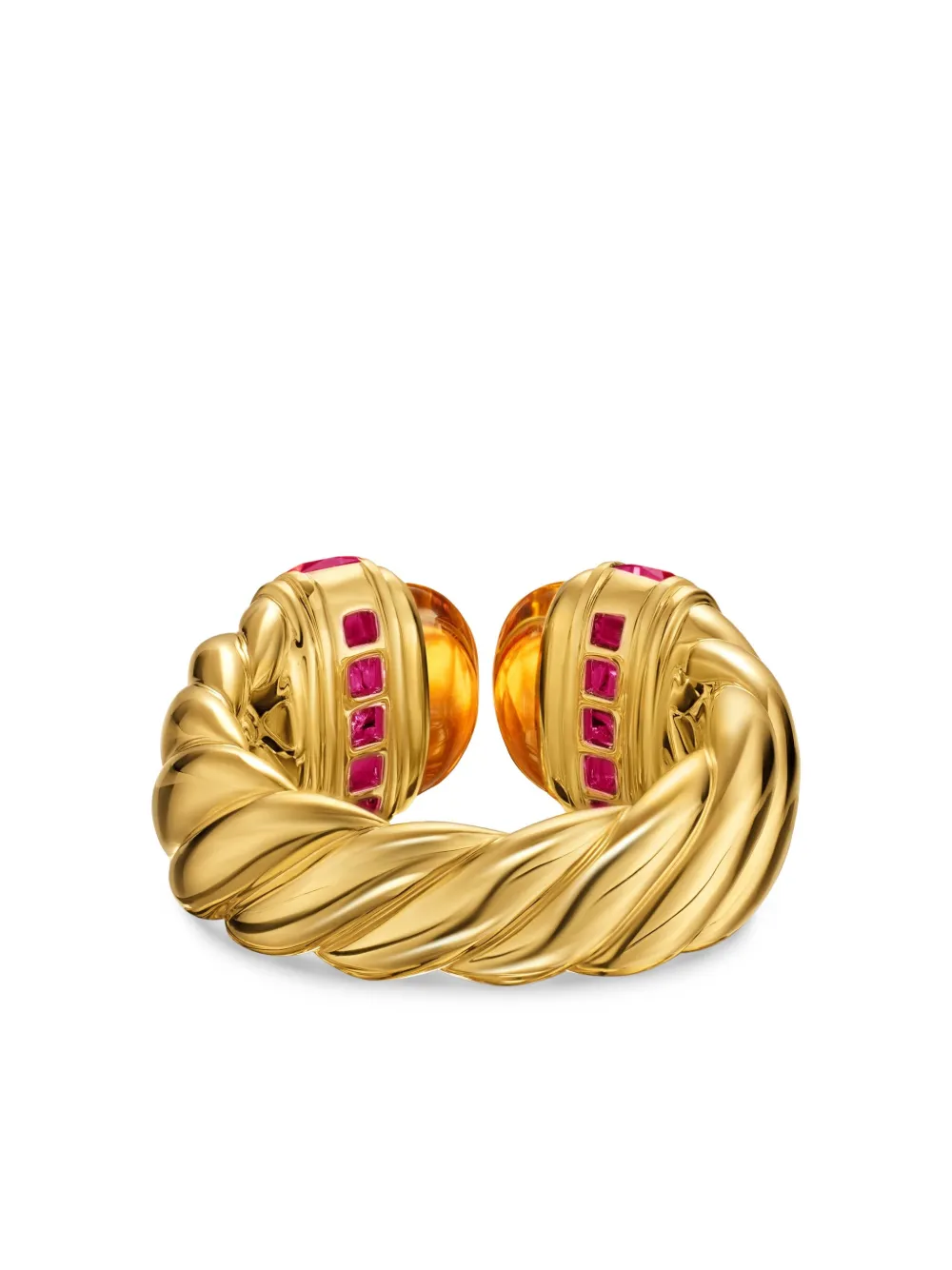 David Yurman 18kt Yellow Gold Citrine And Tourmaline Ring In 金色