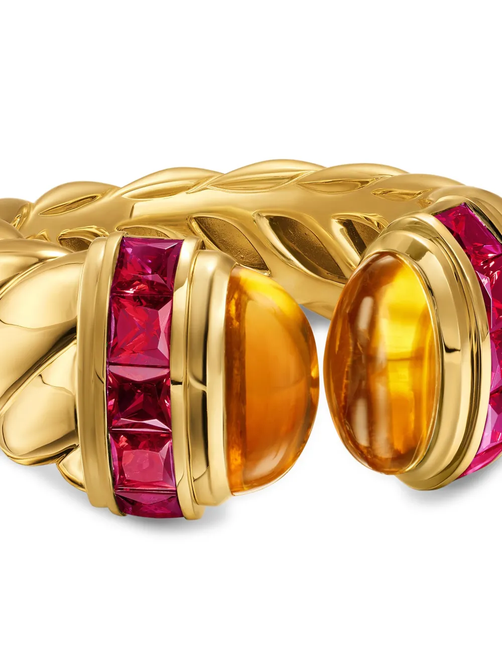 David Yurman 18kt Yellow Gold Citrine And Tourmaline Ring In 金色