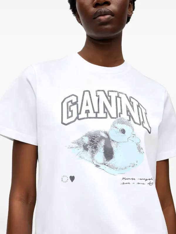 GANNI☆オーガニックコットン ロゴ Tシャツ♪【送料込】 GANNI オーガニックコットン Tシャツ | ホワイト | FARFETCH JP