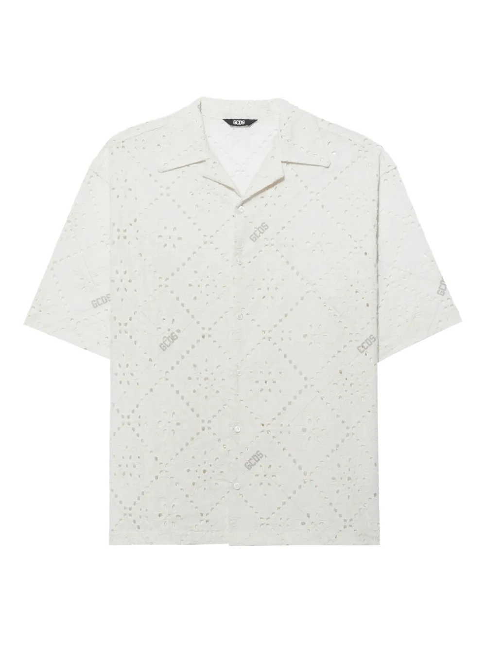 GCDS camisa con bordado inglés | blanco | Image 1