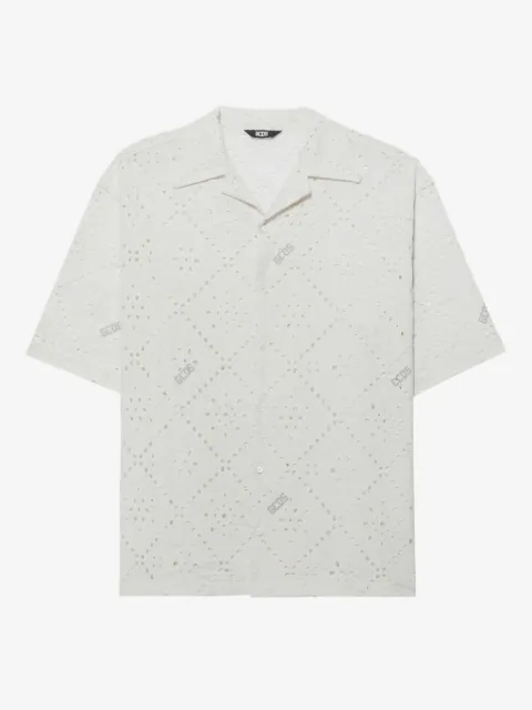 GCDS Camisa com bordado inglês