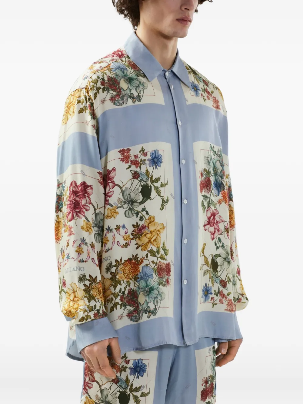 GCDS Overhemd met bloemenprint Blauw