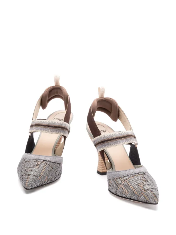 FENDI Colibri Slingback Pumps | Grey | FARFETCH