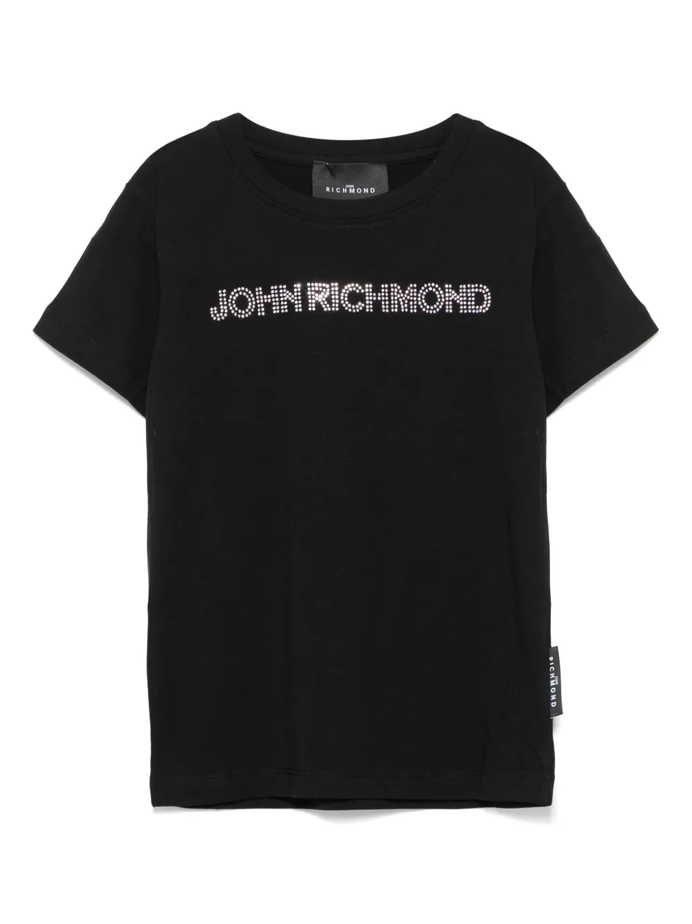 John Richmond Junior T-shirt met kristallen logo Zwart