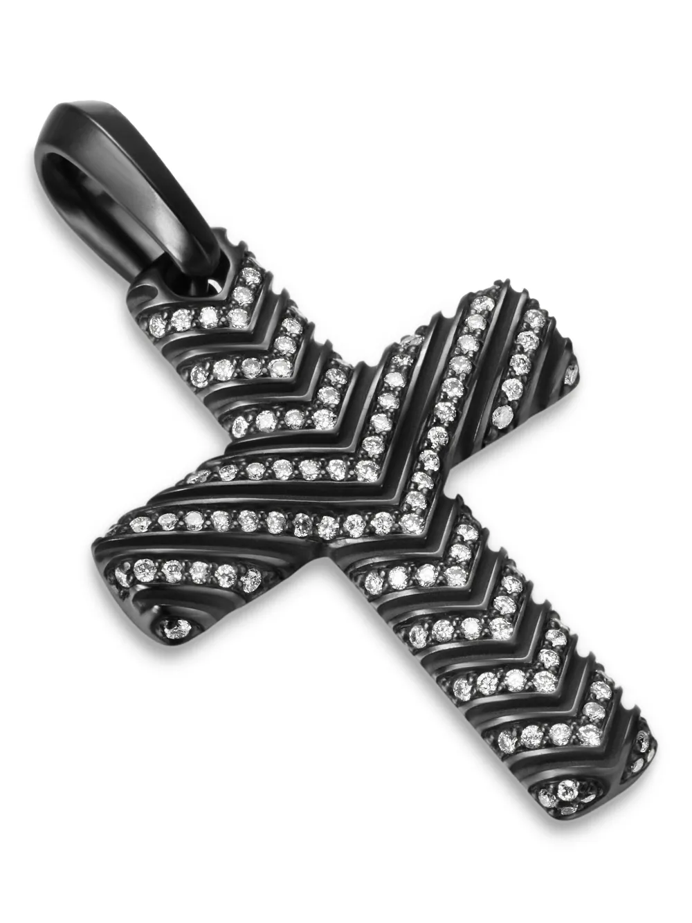 David Yurman Chevron Cross Pendant Necklace In Black