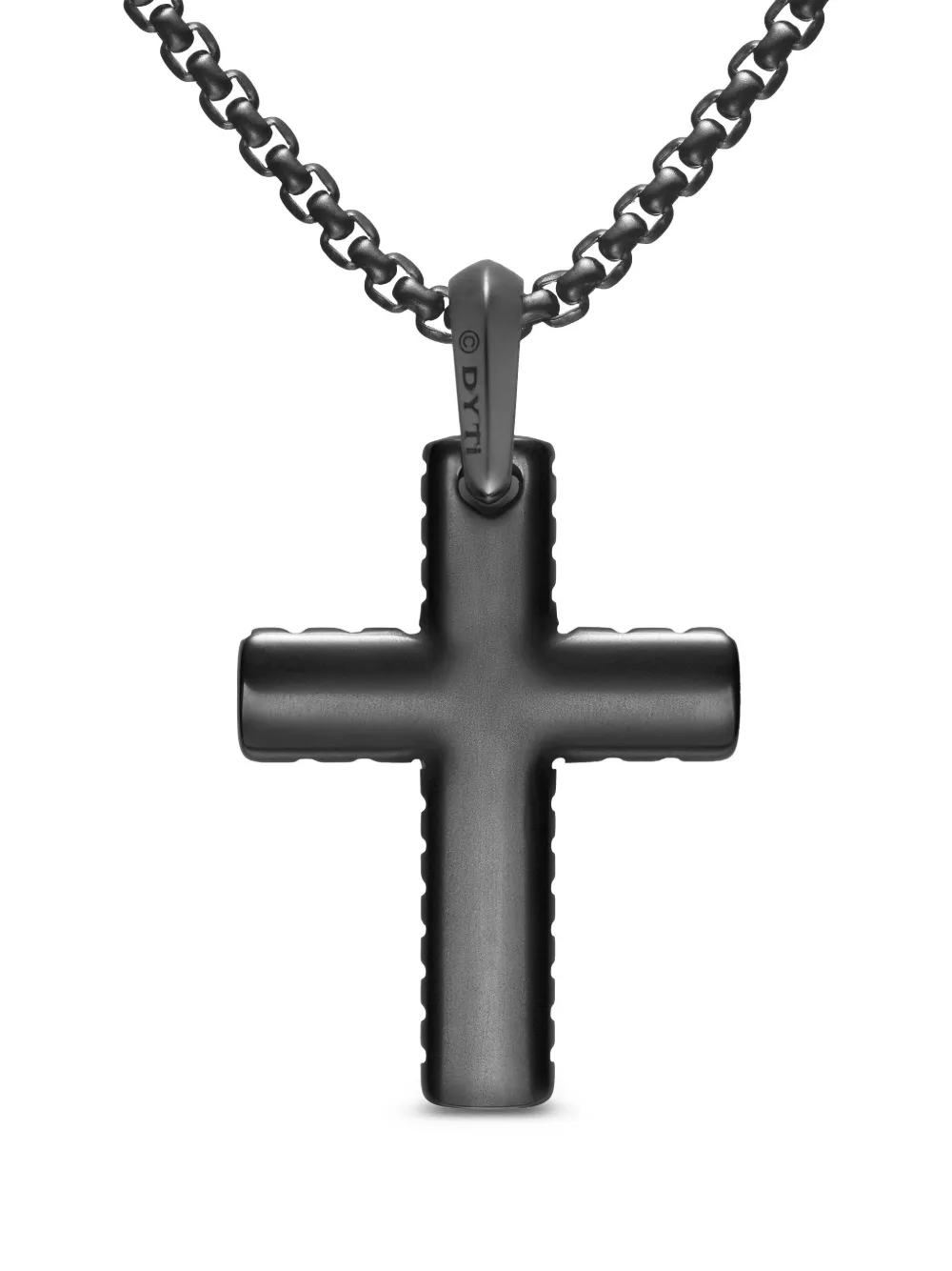 David Yurman Chevron Cross Pendant Necklace In Black