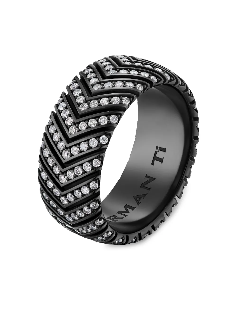 David Yurman Chevron Band Ring In Black