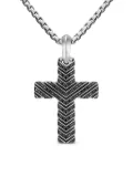 David Yurman sterling silver cross diamond pendant