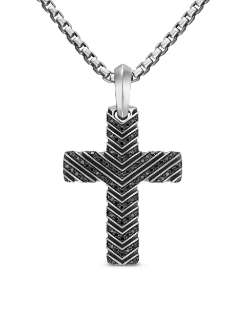 David Yurman sterling silver cross diamond pendant 