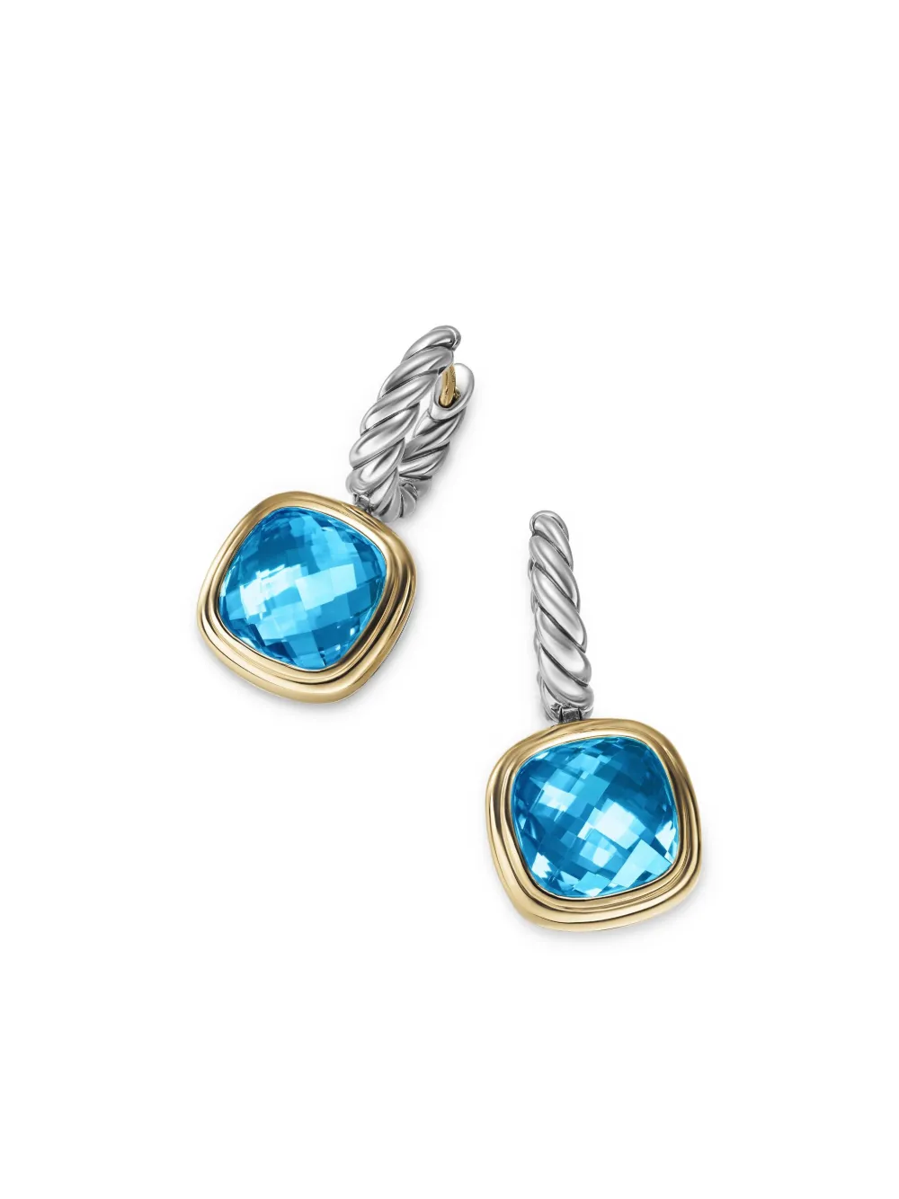 Shop David Yurman 18kt Yellow Gold And Sterling Silver Albion Topaz Drop Earrings