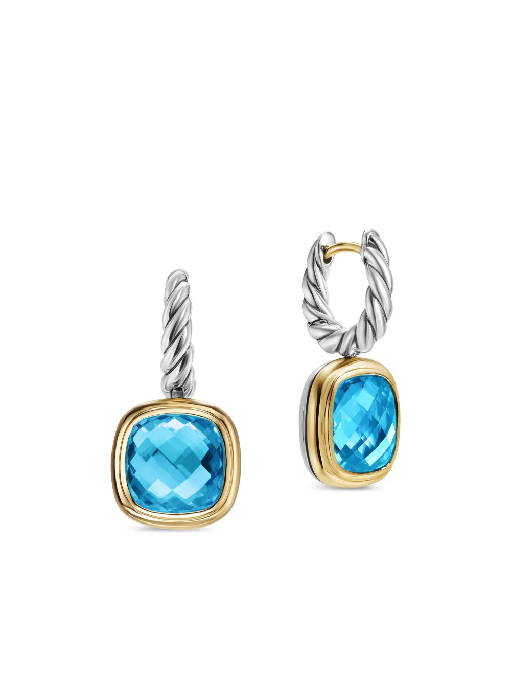 Shop David Yurman 18kt Yellow Gold And Sterling Silver Albion Topaz Drop Earrings