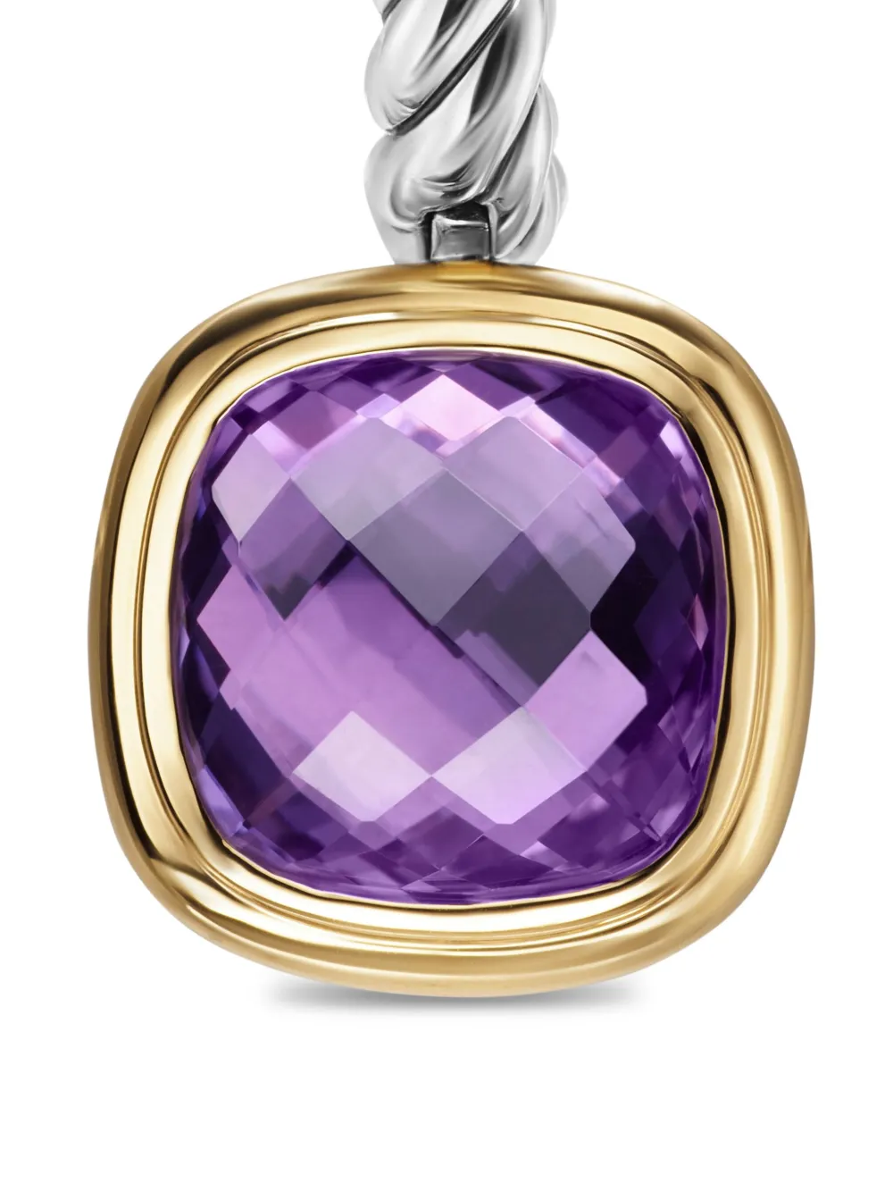 David Yurman 18kt Yellow Gold And Sterling Silver Albion Amethyst Drop Earrings In Silver