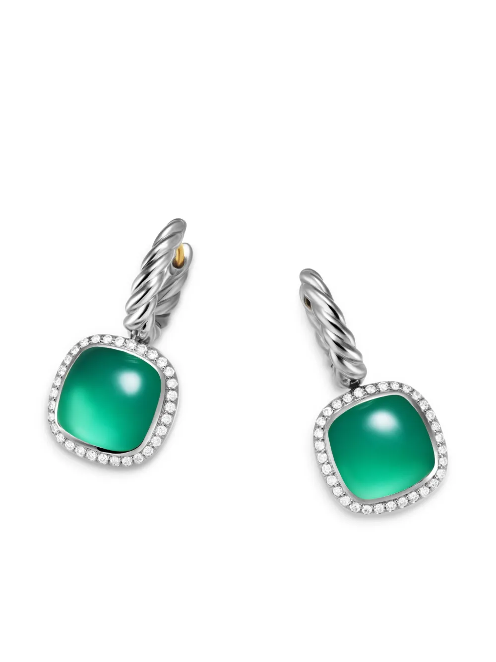 David Yurman Sterling Silver Albion Diamond Drop Earrings In Silver