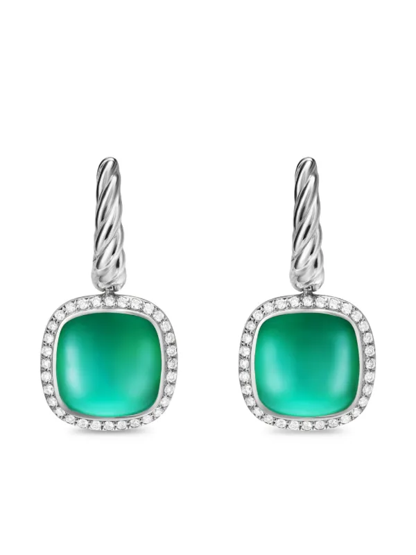 David Yurman Sterling Silver Albion Diamond Drop Earrings Silver