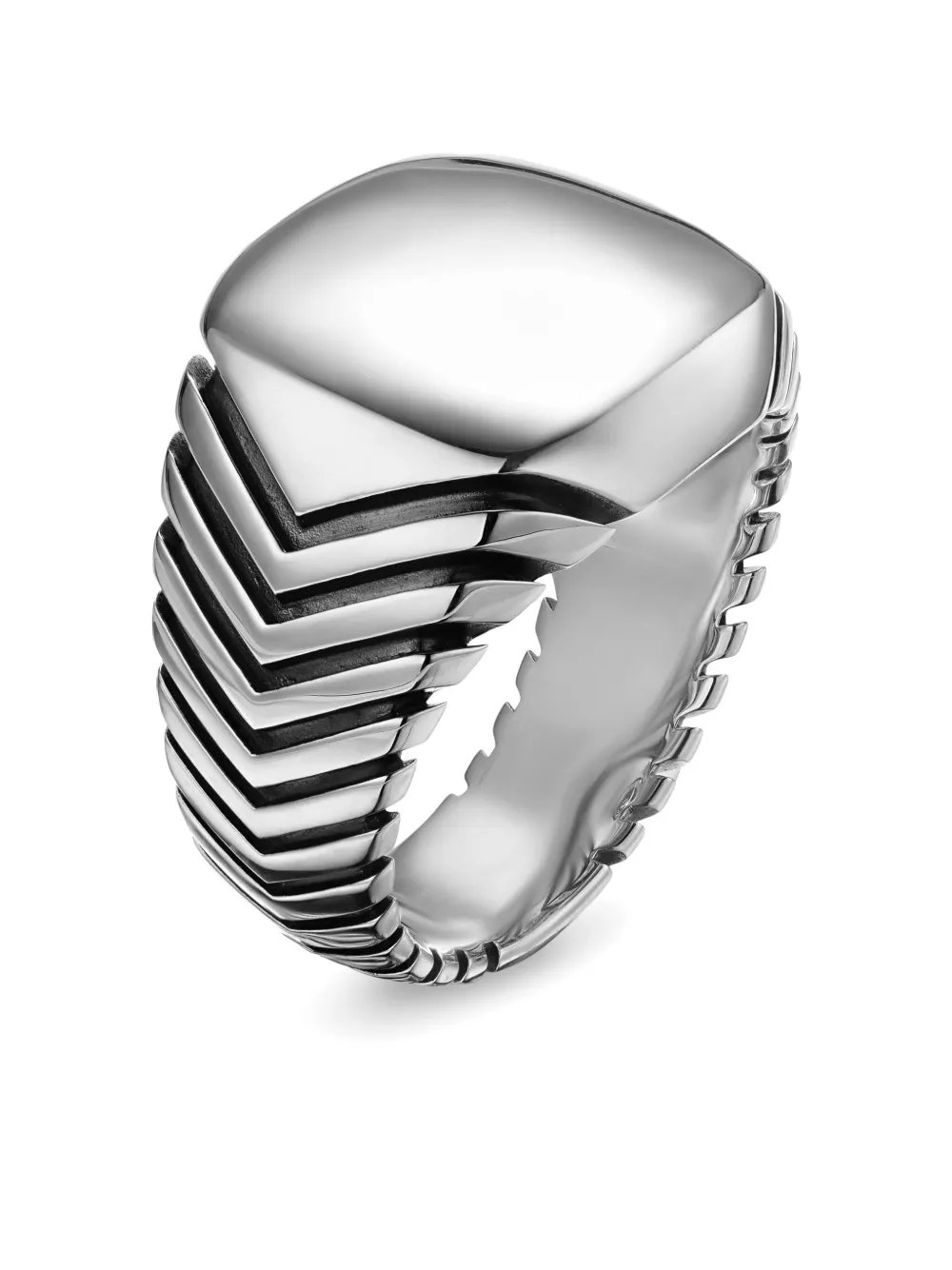 David Yurman Sterling Silver Chevron Signet Ring In Silver