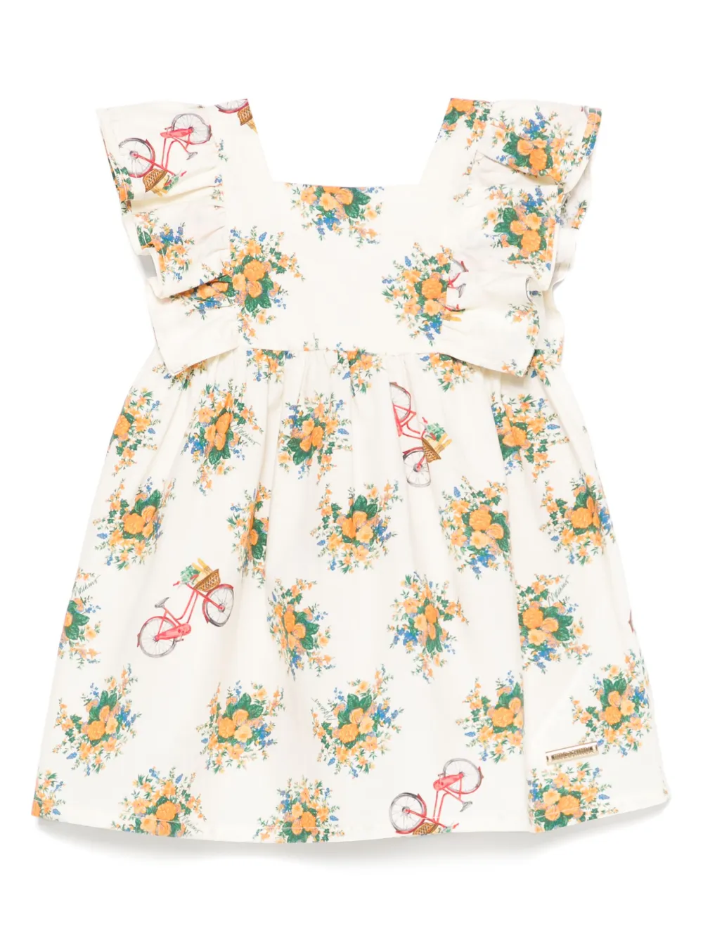 Moschino Kids Jurk met bloe print Geel