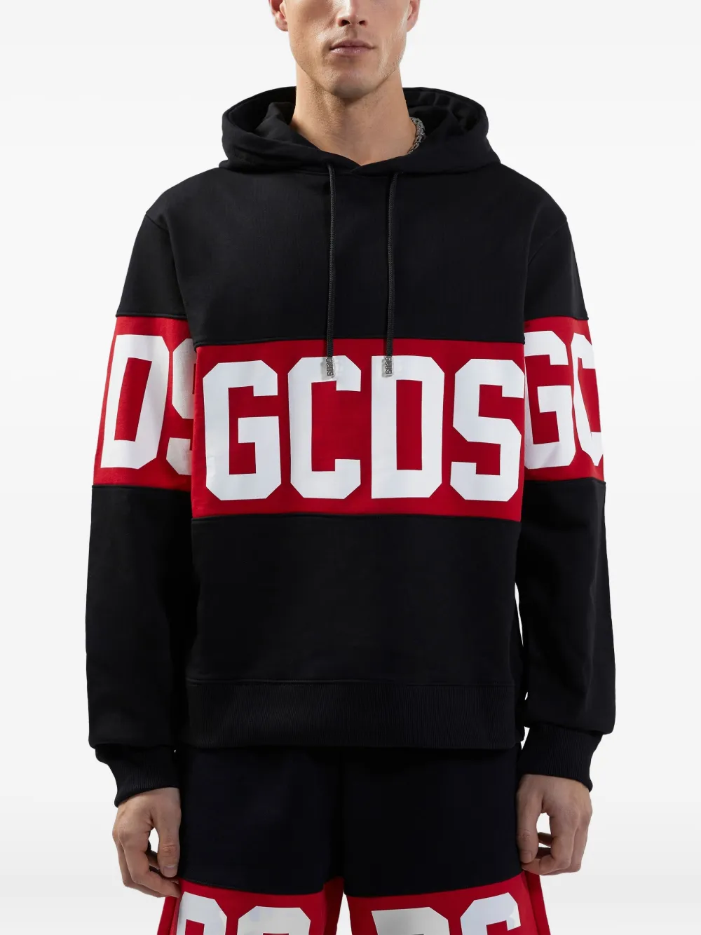 GCDS Hoodie met logoband Zwart