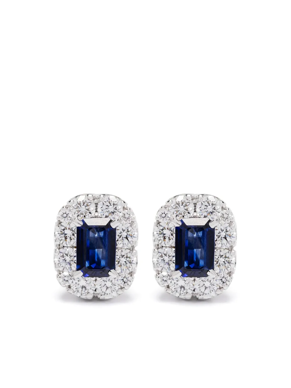 ROSEKEY Orecchini in oro bianco 18kt con diamanti e zaffiri - Argento