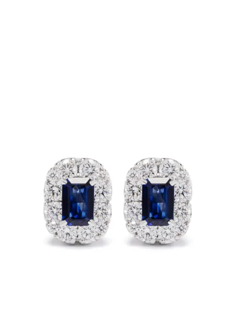 ROSEKEY 18K white gold diamonds and sapphire earrings