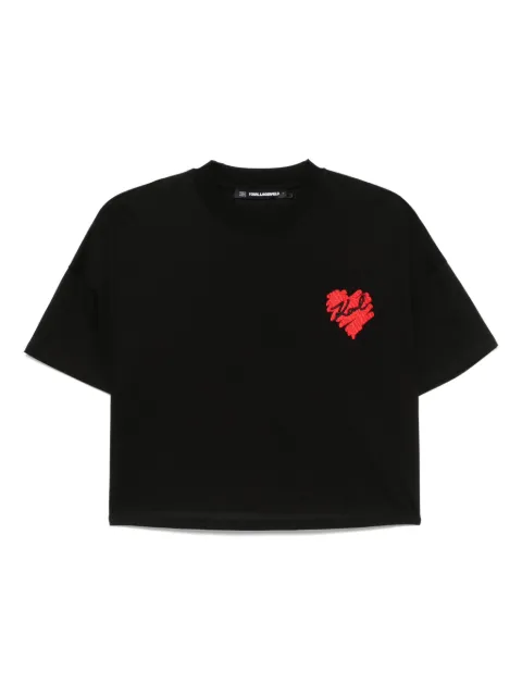Karl Lagerfeld Cropped-T-Shirt mit Herzmotiv