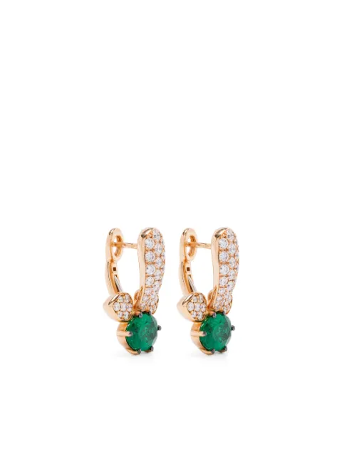 ROSEKEY 18kt Rotgoldohrringe mit Diamanten und Smaragd
