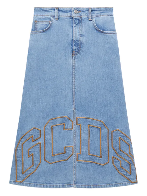 GCDS logo-embroidered skirt