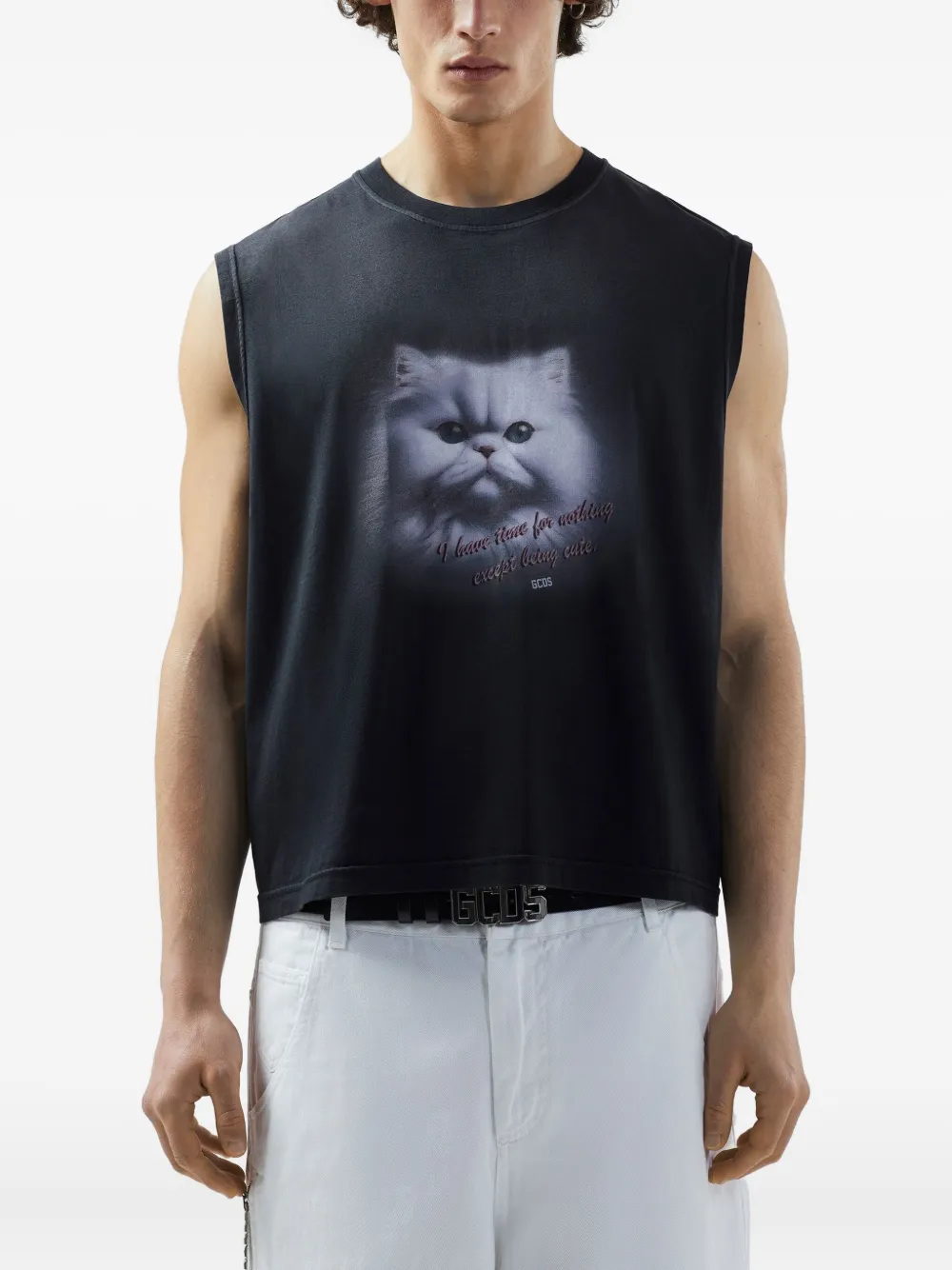 GCDS Cat boxy tanktop Grijs