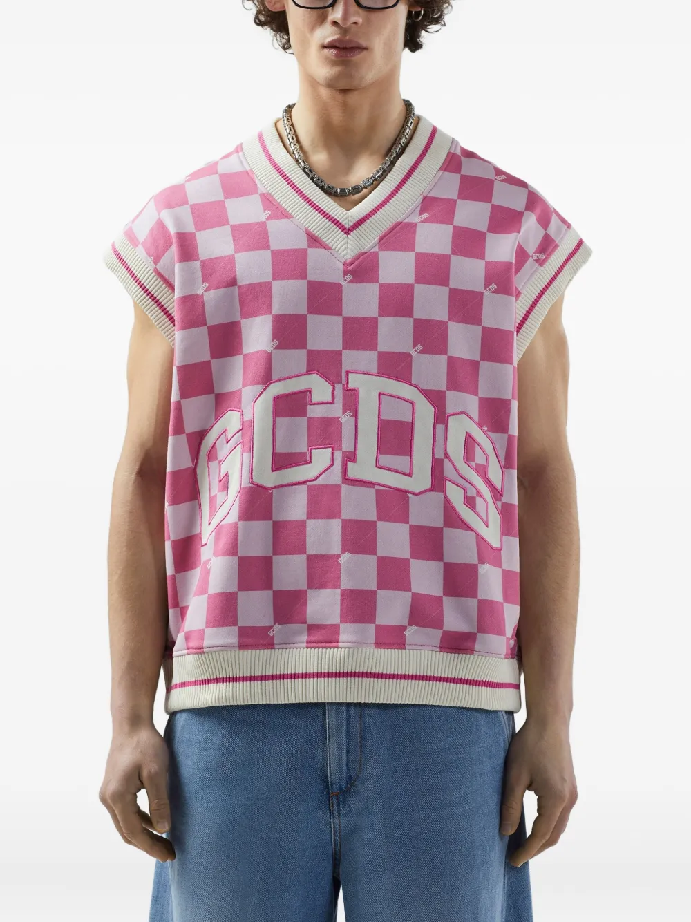 GCDS Geruite spencer Roze