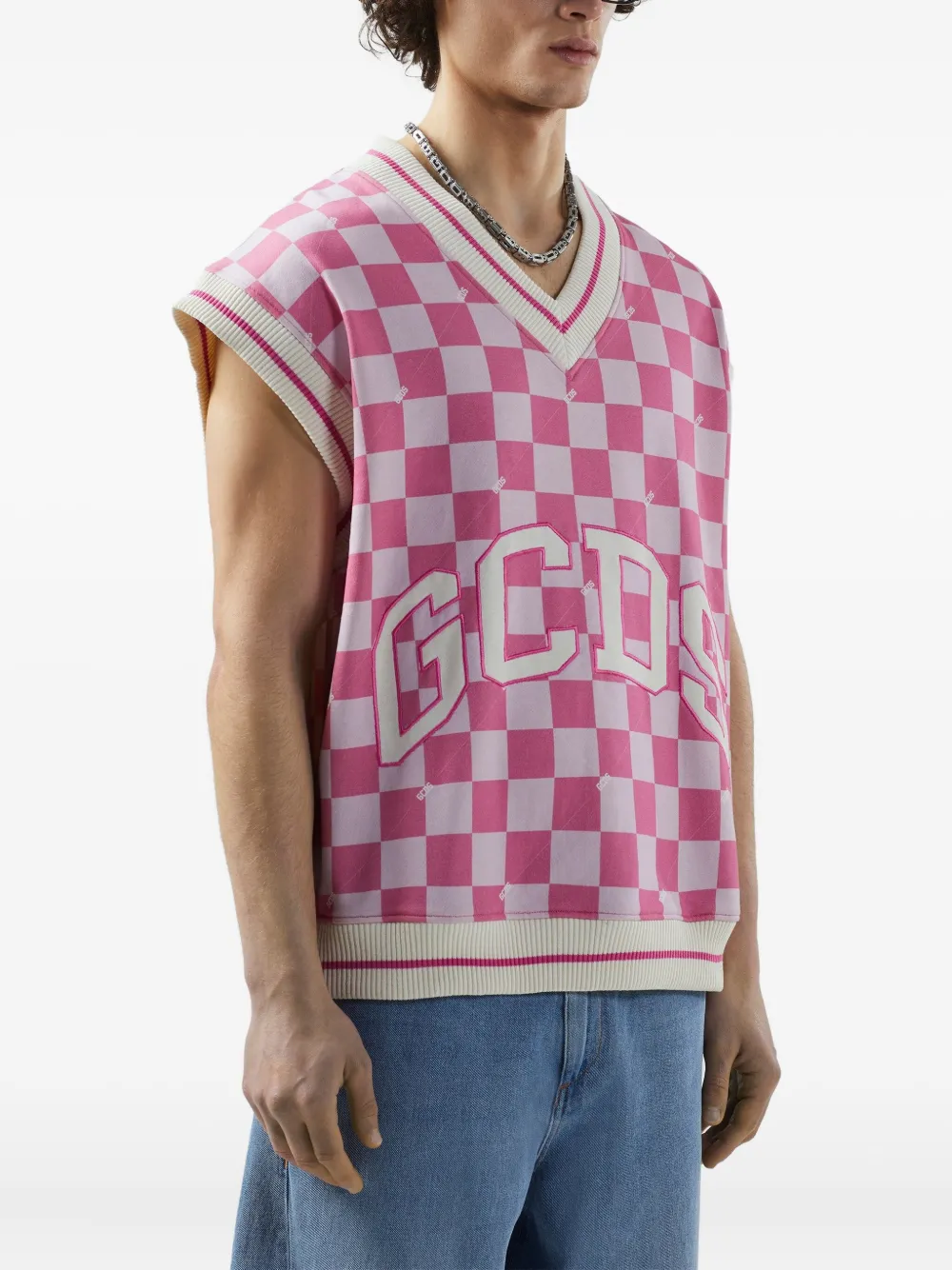 GCDS Geruite spencer Roze