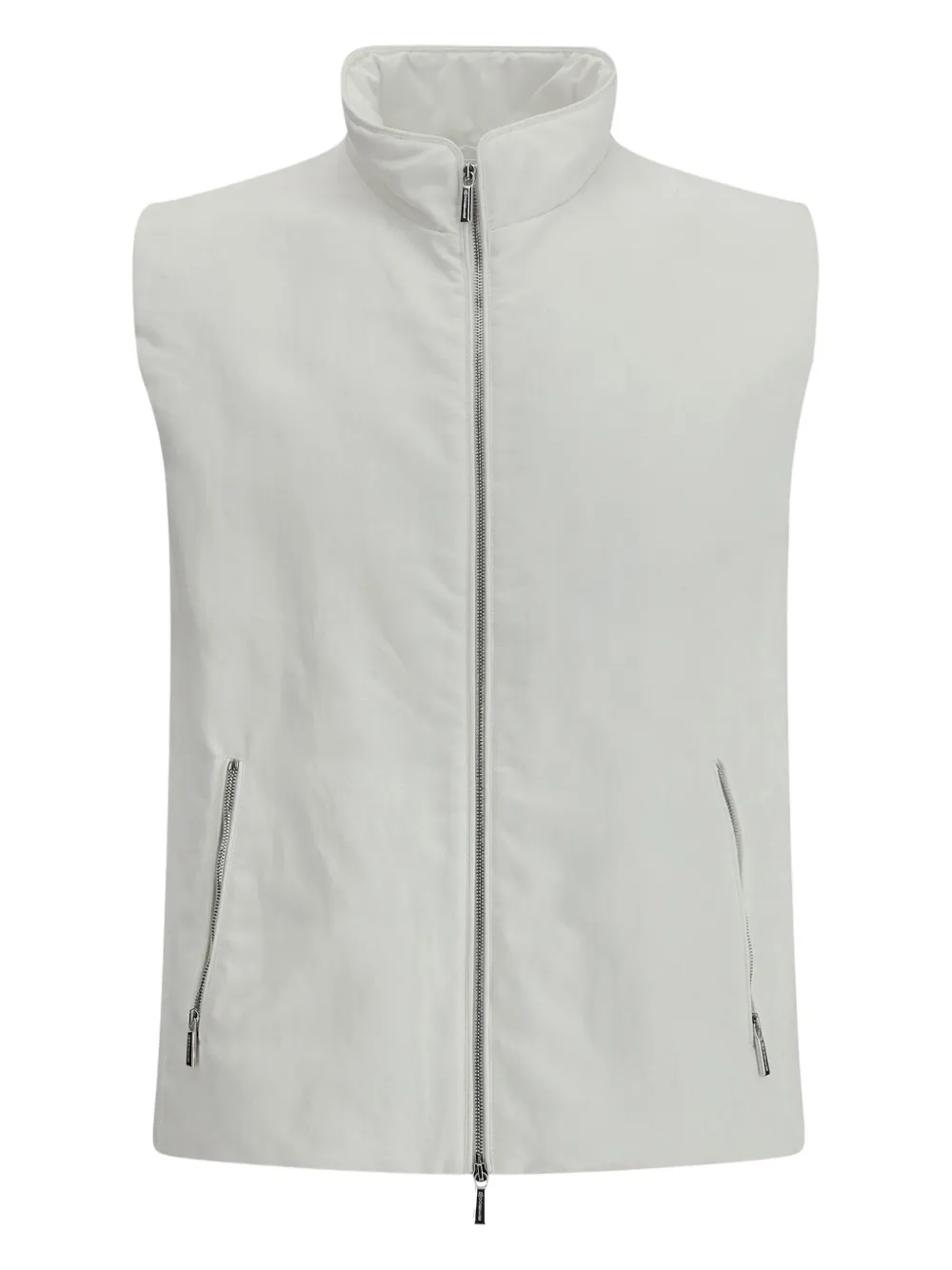 Moorer high-neck zip-front waistcoat | White | Image 1