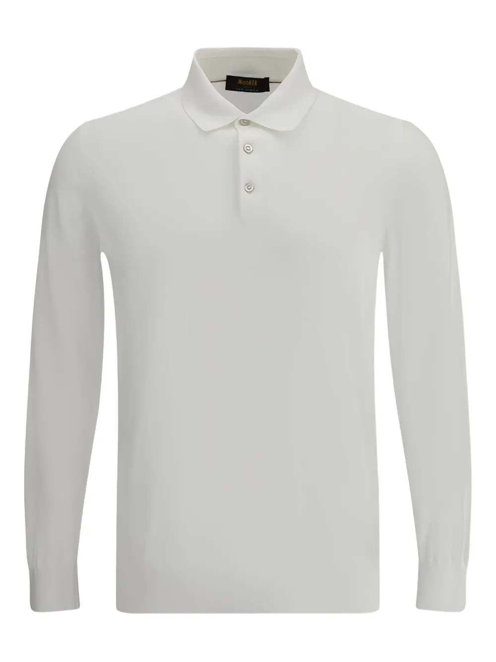 Moorer long-sleeve ribbed-collar polo shirt | White | Image 1