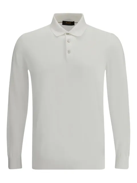 Moorer long-sleeve ribbed-collar polo shirt