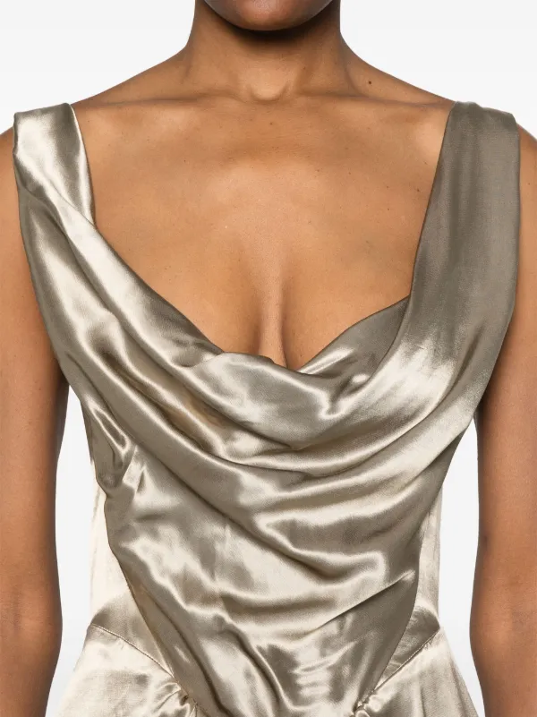 ワンピース VIVIENNE WESTWOOD GOLD TONE VISCOSE MAXI DRESS Vivienne Westwood Panther Maxi Dress | Gold | FARFETCH AU