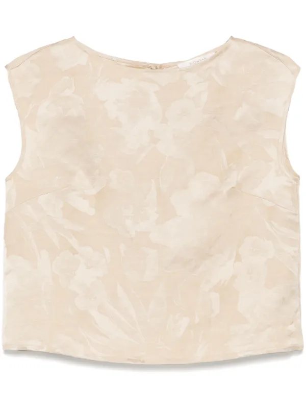Incotex Floral-jacquard Tank Top in Neutrals