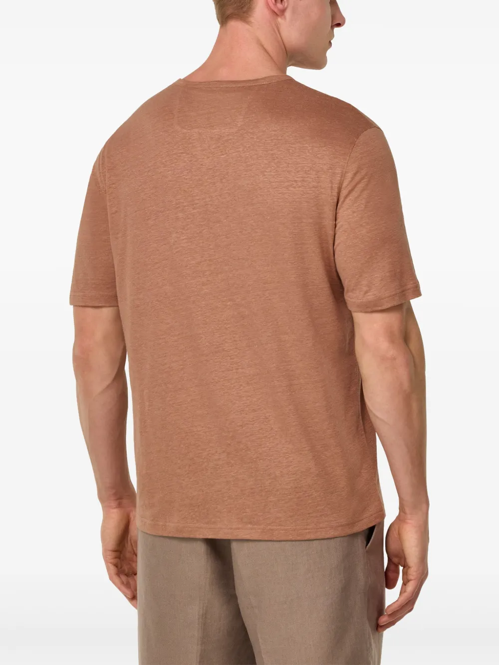 Boggi Milano T-shirt met split in de hals Bruin