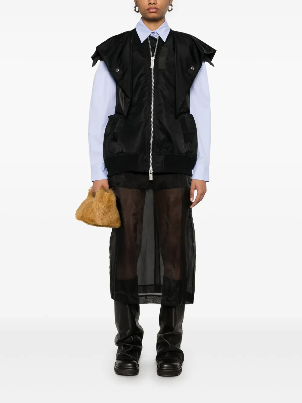sacai Gedrapeerde gilet - Zwart