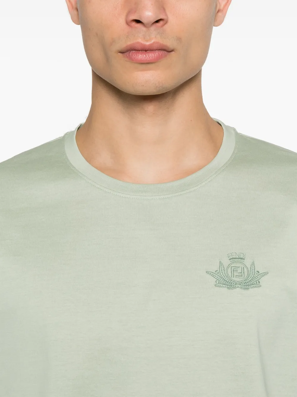 FENDI T-shirt met geborduurd logo Groen