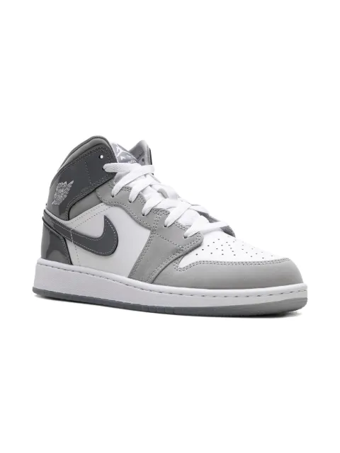 Jordan Kids Jordan 1 Mid "White/Medium Cool Grey" sneakers