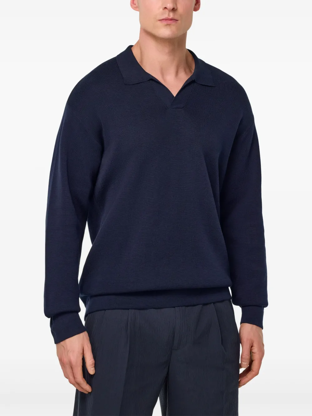 Boggi Milano Gebreid poloshirt Blauw