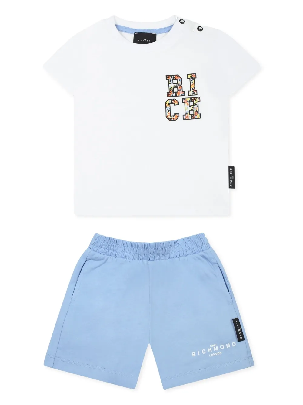 John Richmond Junior Shorts met logoprint Blauw